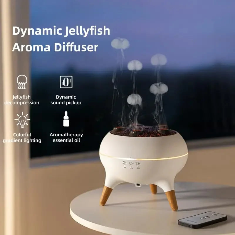 クラゲアロマ加湿器™｜250ml 超音波ディフューザー リモコン・7色LED搭載